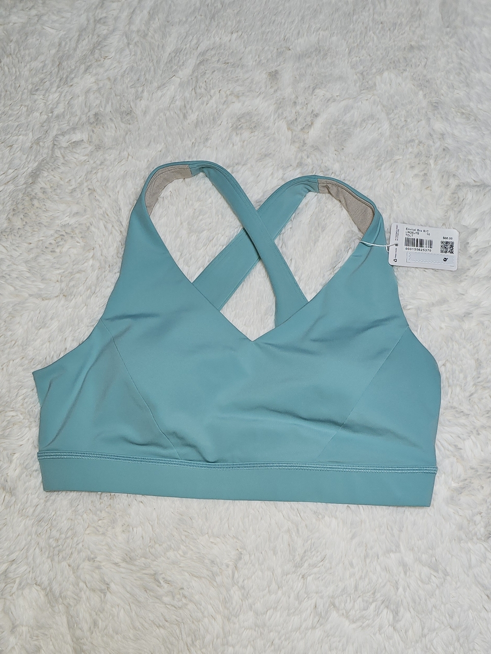 lululemon athletica Teal Crossback Sports Bra B/C Size 10 NWT